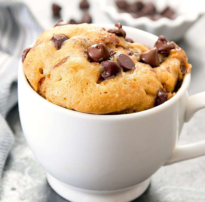 Mug cake chip chocolate recipes vanilla recipe microwave easy chips cookie desserts peanut butter make choc sugar dessert homemade fluffy