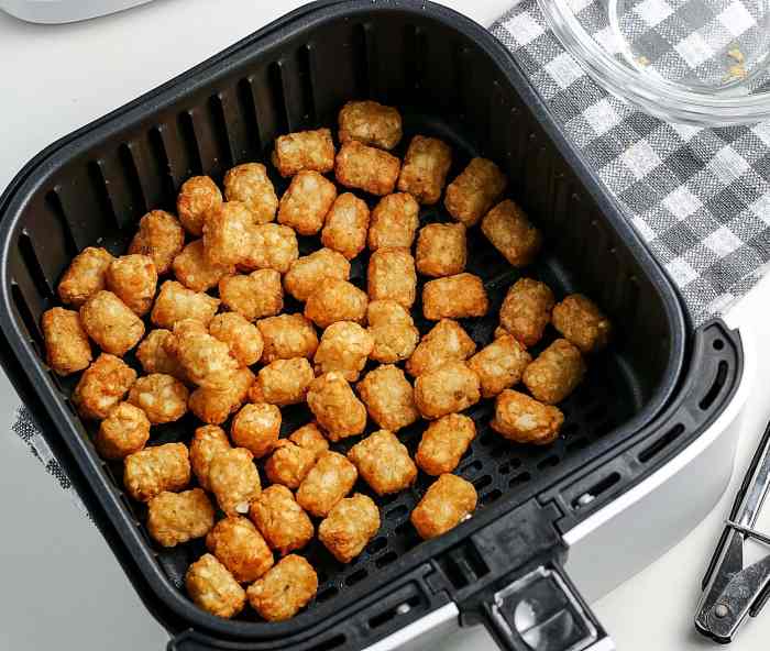 Tater tots fryer crispy cook airfryer ketchup