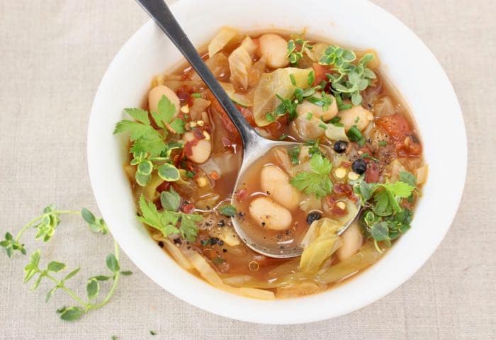 Cabbage and white bean soup