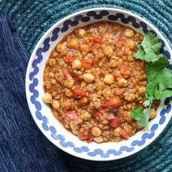 Curried lentils and chickpeas