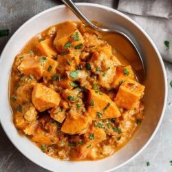 Vegan curry sweet potato